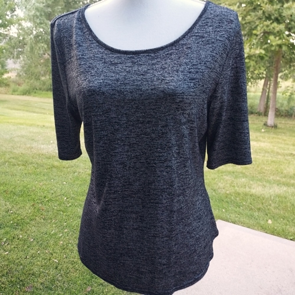 Apt 9 Black Top  Short Sleeve Petite L